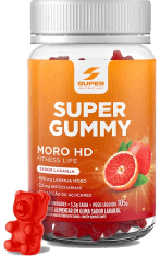 Frasco com 30 cápsulas de gummies sabor laranja