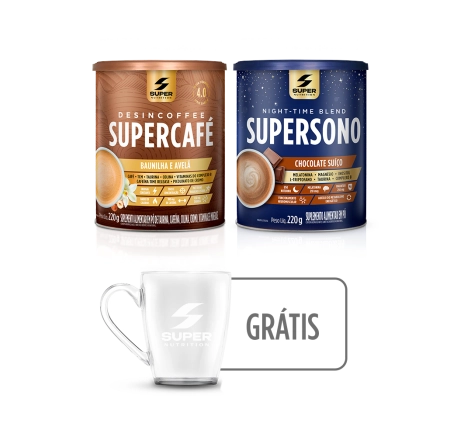 Combo SuperFoco: Supercafé Baunilha e Avelã + SuperSono + Caneca (brinde)
