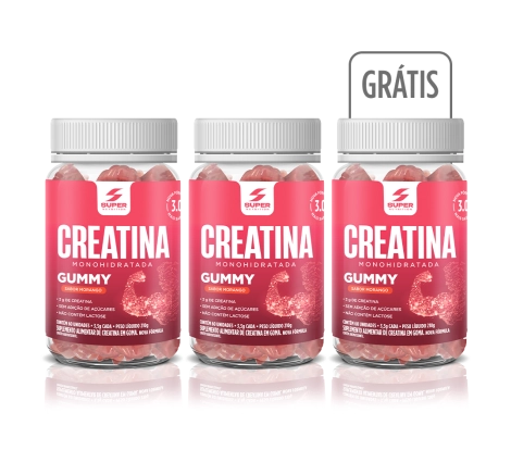 Compre 2 Leve 3 Super Gummy Creatina Sabor Morango