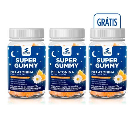 Kit 3 Super Gummy Melatonina em formato de ursinho sabor laranja e extrato de camomila 60 gomas