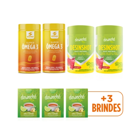 Kit 02 Desinshot + 02 Omega 3 + Brindes