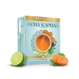 Caixa de Chá Kapha com limão e cúrcuma da Desin 30 sachês de chá desinchar