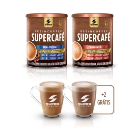 Kit 01 Supercafé Palha Italiana + 01 Cinnamon Roll + 02 Canecas